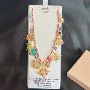 Camila Coelho | Celestial Dream Turquoise White Jade Amethyst Charm Necklace ✨